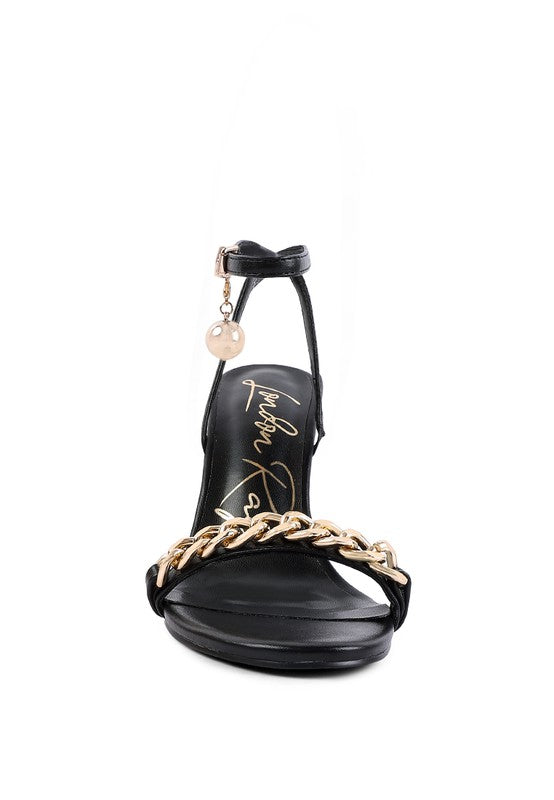 Mooning High Heeled Metal Chain Strap Sandals
