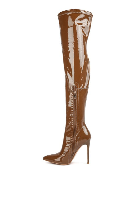 Riggle Patent Pu Stiletto Long Boots