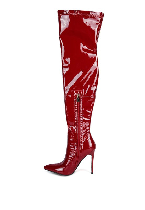 Riggle Patent Pu Stiletto Long Boots