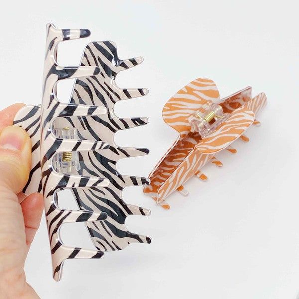 Muted Zebra Print Hair Claw