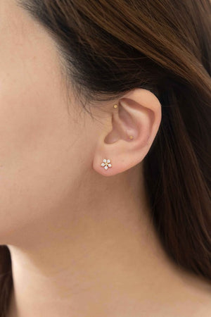 Jeweled Flower Stud Earrings