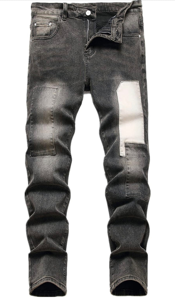 Black Patchwork Jeans