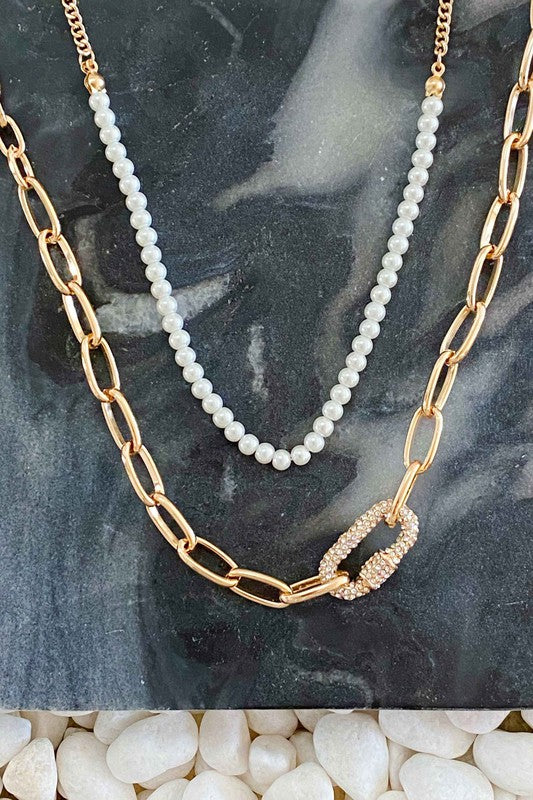 Classic Duo Layered Pearl Necklace Set