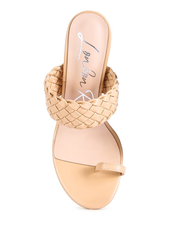 HIGH PERKS WOVEN STRAP TOE RING SANDALS