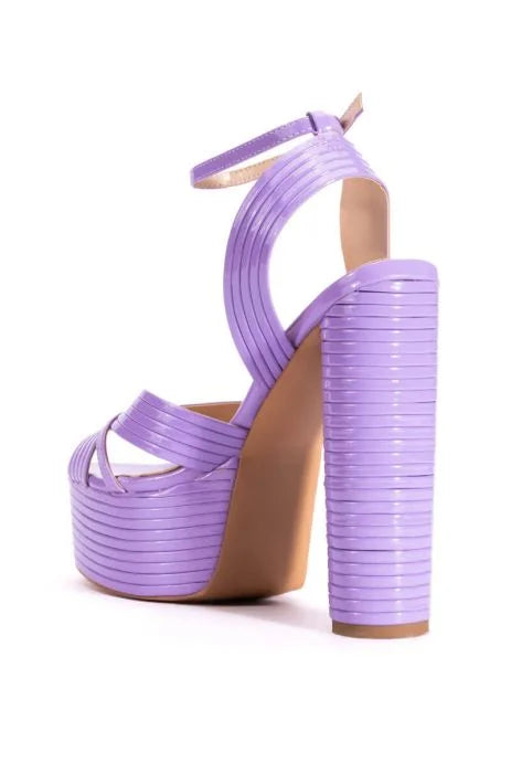 STACK IT UP STRAPPY SEXY CHUNKY SANDAL IN PURPLE