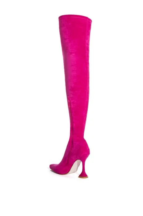ELEVATE THIGH HIGH STRETCH SUEDE BOOT IN PINK