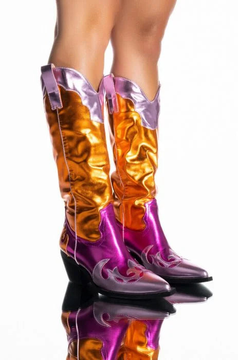 SPICE IT UP CHUNKY WESTERN BOOT IN MULTI