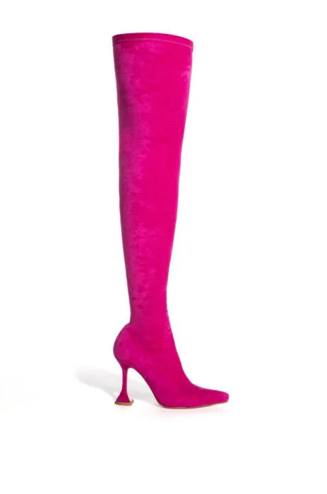 ELEVATE THIGH HIGH STRETCH SUEDE BOOT IN PINK